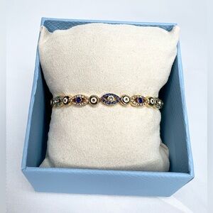 Piper K Evil Eye Hinged Bracelet with Multicolored Rhinestones